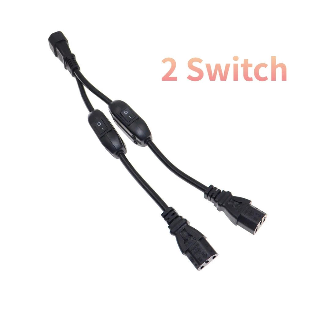 UPS Server Splitter C14 to 2 x C13 Power Adapter Cable Single C14 to Dual 5-15R C13 Short Power Y Type Adapter Cord 10A 250V