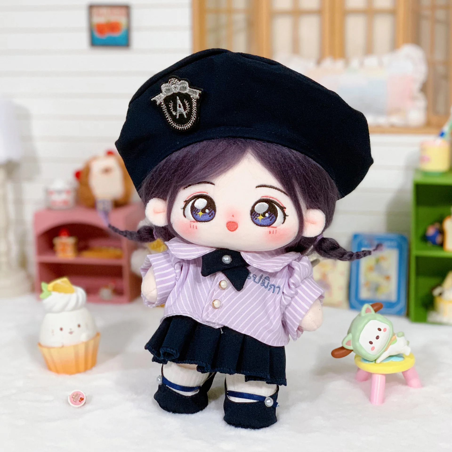 20 سنتيمتر فستان دمية مجموعة أغطية الرأس مصغرة قبعة فستان البدلة غطاء الرأس الأحذية استبدال الزي القطن محشوة دمية تأثيري اكسسوارات