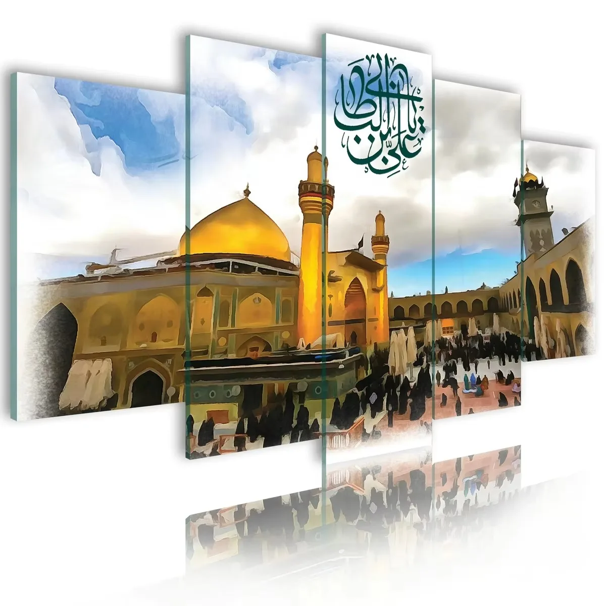 No Framed Canvas 5 Pcs Muslim Islamic Building Tower Wall Art Posters Pictures Home Decor Multi 13 For Living Room Paintings