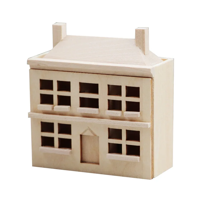 

1:12 Scale Dollhouse Miniature Furniture Unpainted Mini House Pocket Villa Food Toy Micro Model
