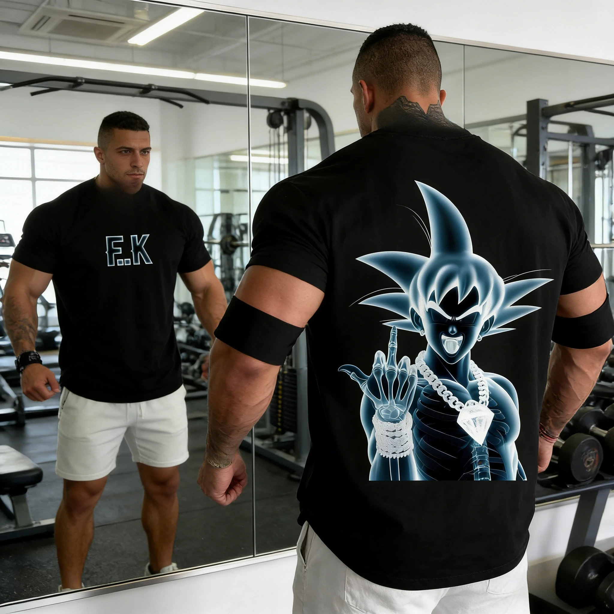 

Летняя футболка 2026 с принтом Dragon Ball Wukong Cyber Skeleton Wind из хлопка, для взрослых, больших размеров, комплект для родителей и детей, Y2k