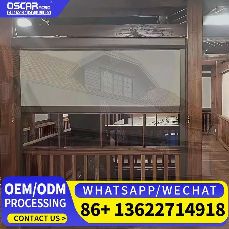 Wholesale Built In Electric Outdoor Roller Blind with Ziptrack Waterproof Windproof Clear Aluminum Frame for French Windows in O