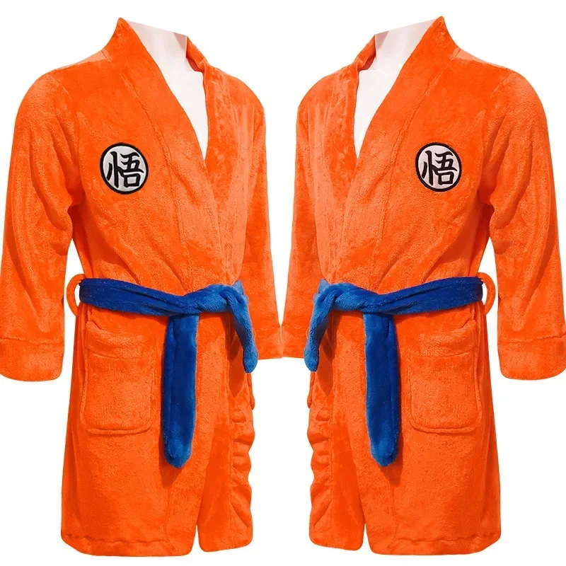 New Dragon Anime Ball Son Full Set Goku Orange Night-robe Bathrobe Unisex Adult Kids Hallloween Party Cosplay Costume Uniform