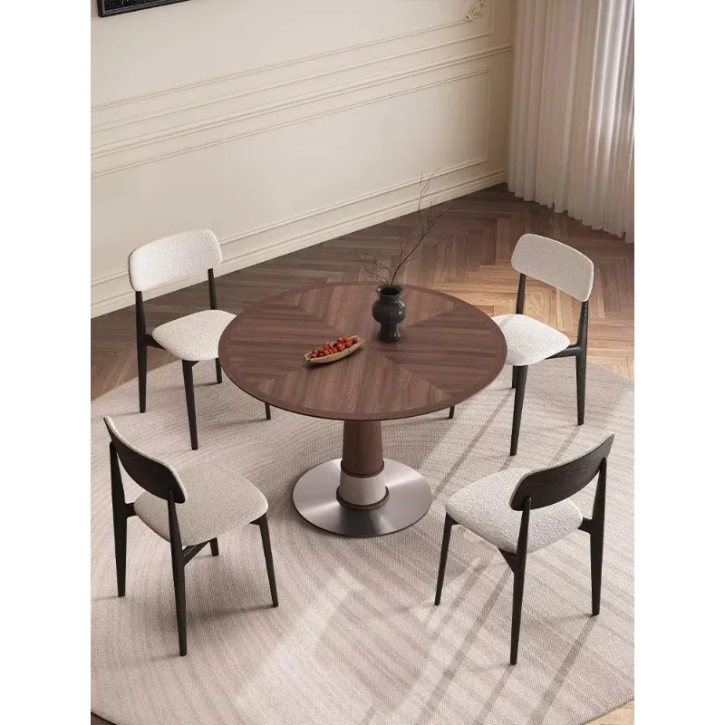 

Круглый обеденный стол в стиле Mid-Century Modern, столешница из массива дерева, основание на пьедестале, кухонный стол для столовой, оптом