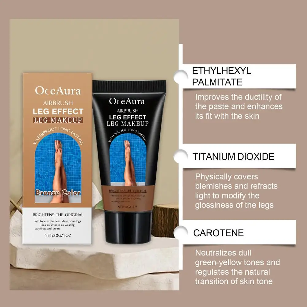 Base líquida para blanquear las piernas, 30g, cubre eficazmente los defectos de las piernas (tenedores/cijeras azules), uniforme del color de la piel, resistente al agua y de larga duración