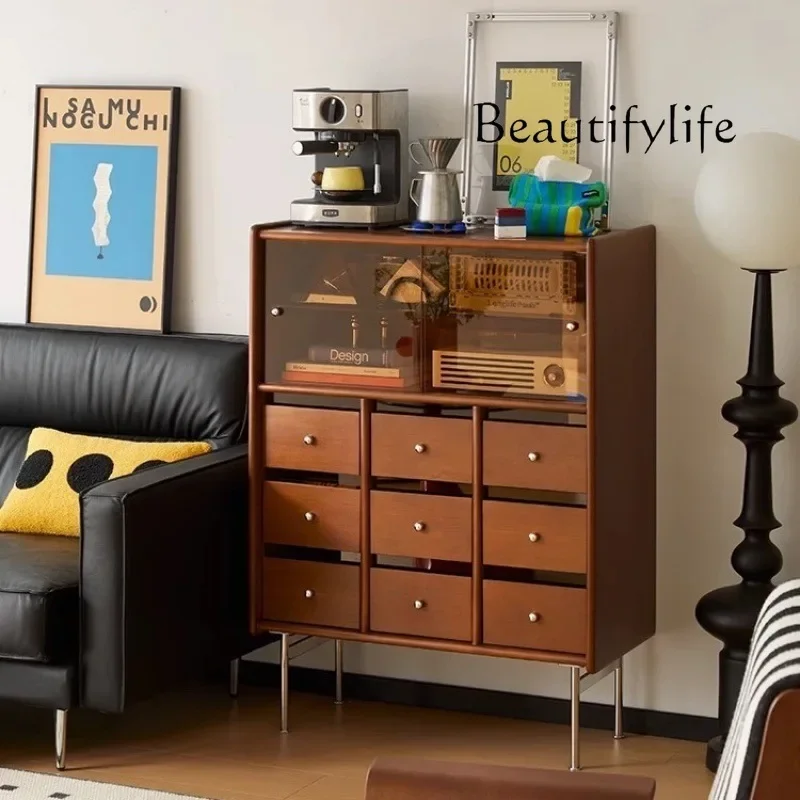 X36 Retro Massivholz-Aufbewahrungsschrank, Esszimmer-Beistellschrank, Wandregal, Schlafzimmerregal, Wohnzimmerregal