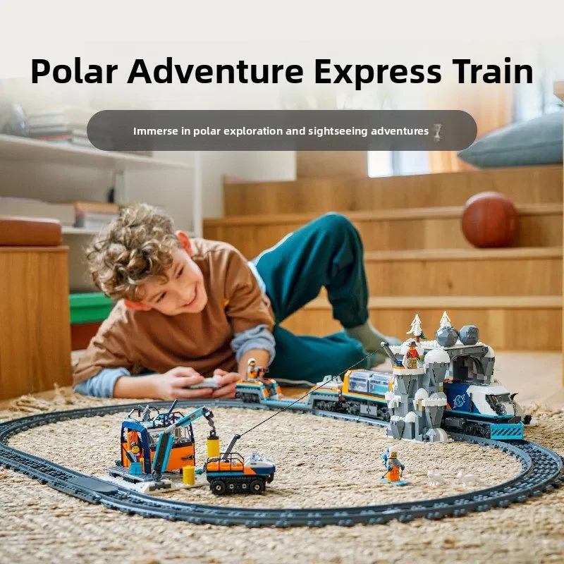 Polar Expedition Expr Train Building Blos Assembly Toy for Boys Gift Train Model Plastic Magnetic Blos Eonal Toy view 3