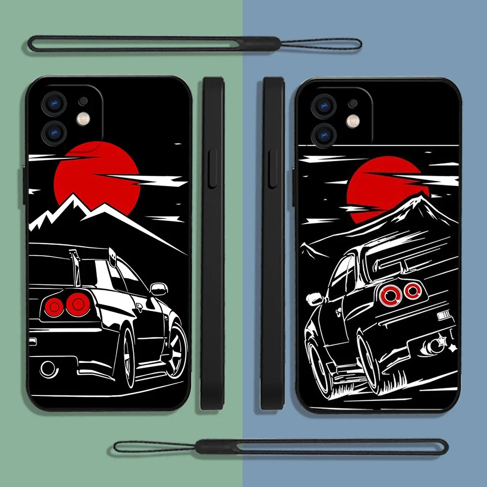 

Japan JDM Sports Cars Phone Case For Samsung Galaxy S24 S23 S22 S21 S20 Ultra Plus FE S10 Note 20 Plus With Lanyard Cover