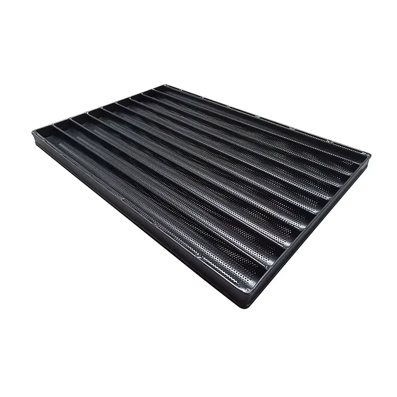 600x800mm Aluminum French Baguette Baking Pan Perforated Non Stick Loaf Mold Tray for Commercial Bakery Kitchen Use