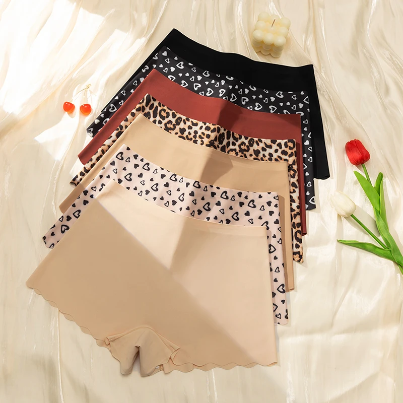 

Женские леопардовые трусики, бесшовные боксеры, дышащее уютное нижнее белье, удобное нижнее белье с волнистыми краями, шорты для мальчиков, спортивные трусы