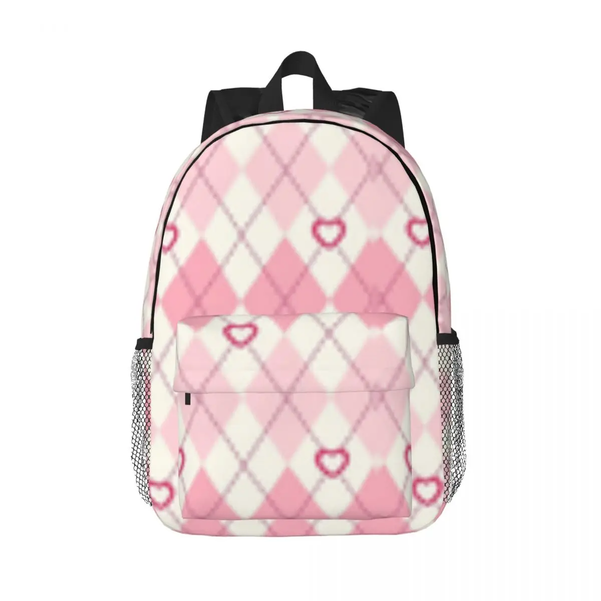 Suministros escolares Preppy para niñas, niños, mochila para estudiantes, rosa, corazón, rombos, cuadros, estética Preppy