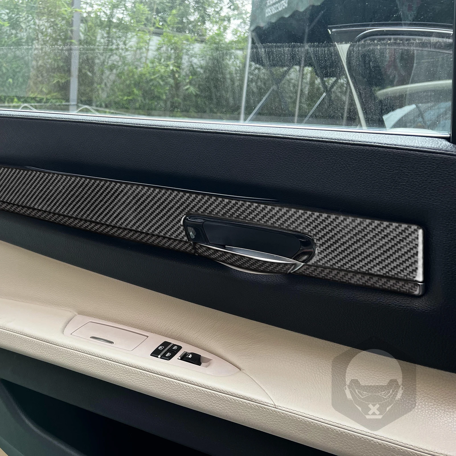 

For BMW 7 Series F01 2009-2014 Modified Carbon Fibre Rear Door Trim Cover Piano Black Interior Accessories Sticker