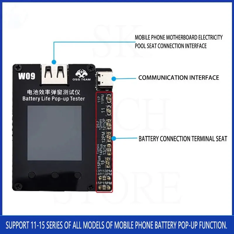 OSS W09 Pro V3 Battery Efficiency Pop up Tester Mobile Phone 11-15 PM No Need External Cable Battery Data Modify Tool