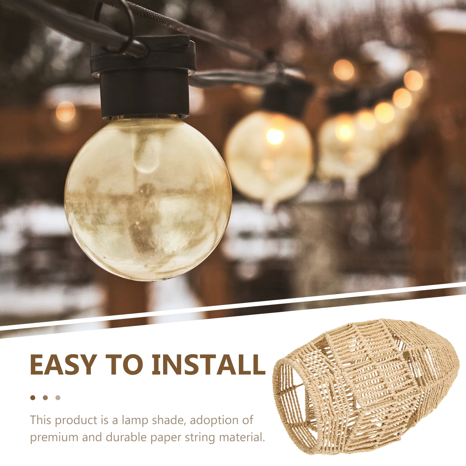 Vintage Style Woven Lampshade High-Grade Decorative Light Cover Home Hotel Bar Festival Hanging Chandelier Shade Ceiling Light