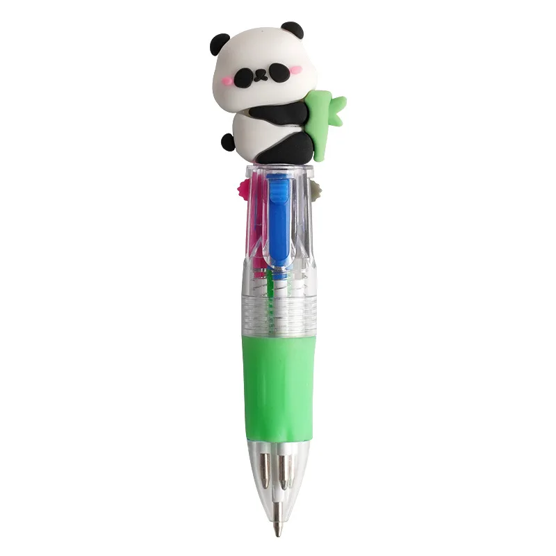 5Pcs/Lot Cute Cartoon Animal Four Color Ballpoint Pens Kawaii Panda Koala Elephant Giraffe Student Pen Kids School Stationery view 3