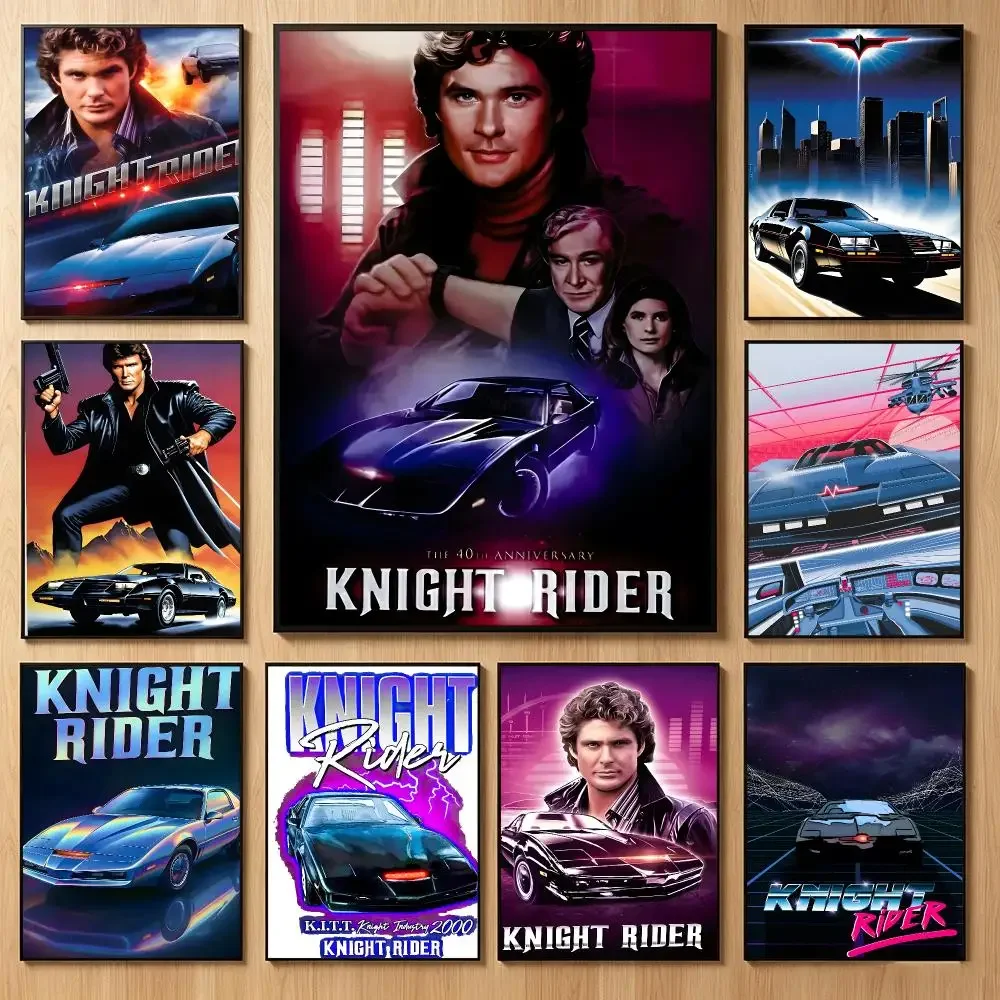 Retro Tvseries K-Knight Rider Poster Classic Self-Adhesive PP Wall Sticker for Living Room Bar Decor Gift