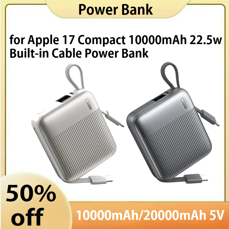 

Dual Line Fast Charging Power Bank Suitable for Apple 17 Compact 10000mAh 22.5w Built-in Cable Power Bank
