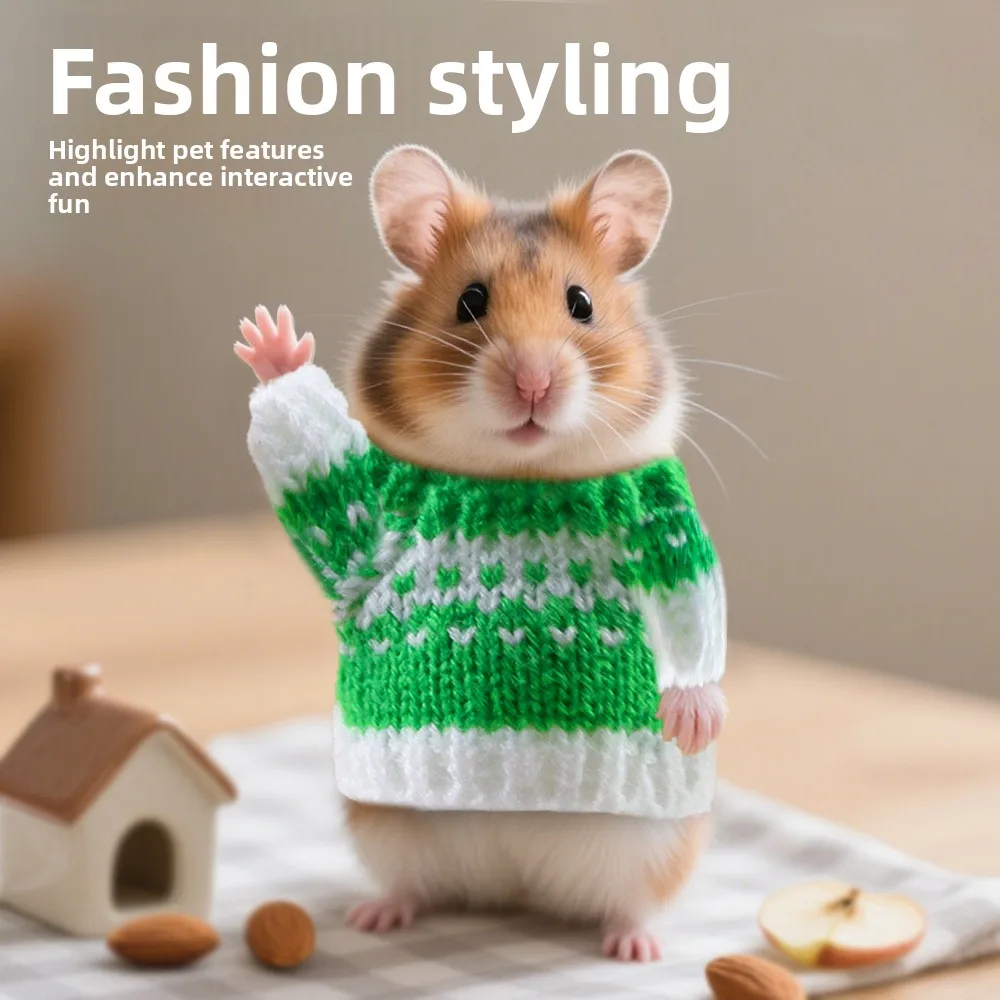 New Christmas Hamster Knit Sweater Clothing for Golden Hamsters Gerbils Small Pets Photo Outfit Cute Warm Pet Apparel