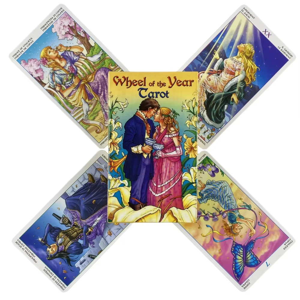 Gran oferta, 78 cartas, rueda del año, juego de cartas de Tarot, tablero completo de fiesta de amigos en inglés, juego de Tarot, juego de adivinación del destino