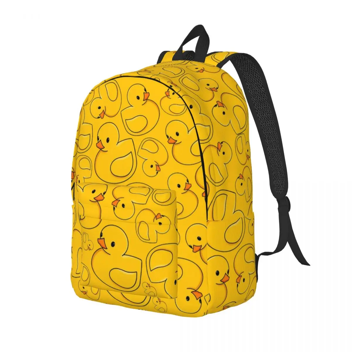 Rubber Ducky Baby Backpack for Kindergarten Primary School Student Yellow Duck Bookbag Boy Girl Kids Canvas Daypack with Pocket