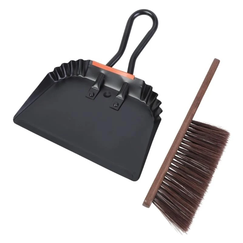 

Handheld Large Metal Dustpan and Broom Brush Cleaning Set for Comfortable Grip