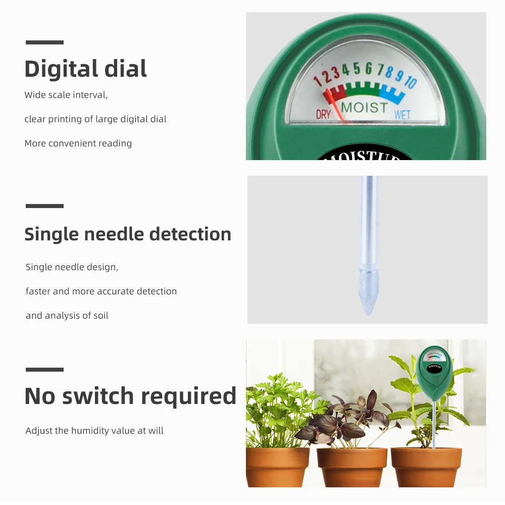 Soil Moisture Meter Plant Watering Test Soil Humidity Monitor Detector Hygrometer Flower Testing Home Gardening Measuring Tool