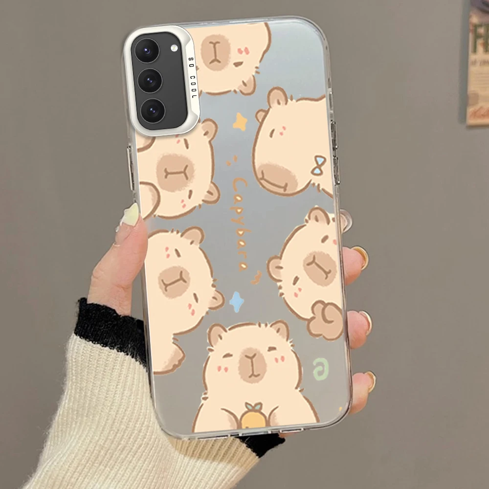 Capybara Cute Phone Case For Samsung S23 S24 S22 A71 A55 ULTRA PLUS FE Electroplated Silver IMD Laser Color Shell image 6