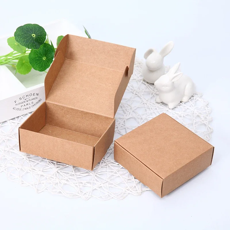 100pcs Cosmetic Food Packaging Cardboard Case Cowhide Small Papers Box Biscuit Tea Gift Sandalwood Folding Thickened Gift Carton