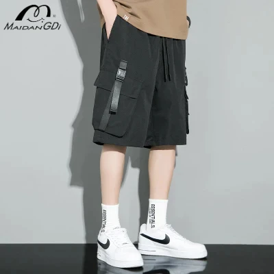 

MAIDANGDI Shorts Men's Casual Versatile Work Pants, Ins Pocket Five Quarter Pants Oversized Breathable Daily