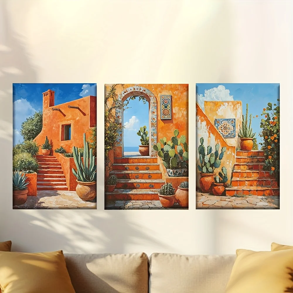 3pcs/Set, Canvas Painting--Unframed, Luxury Marrakech with Moroccan Landscape Art, Posters And Prints, Living Room, Office, L