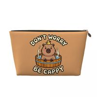 Custom Don't Worry Be Cappy Capybara Cosmetic Bag Women Kawaii Large Capacity Makeup Case Beauty Storage Toiletry Bags