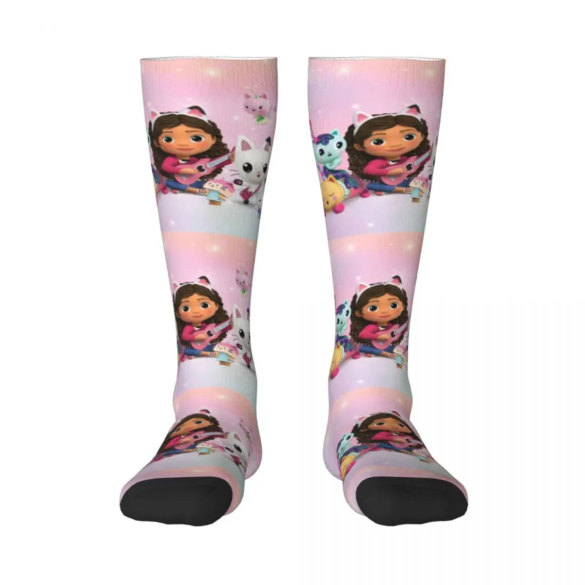 Calcetines hasta la rodilla con estampado 3D de dibujos animados para mujer y niña, medias hasta la rodilla con diseño de gato Mercat, casa de muñecas, deportes, baloncesto