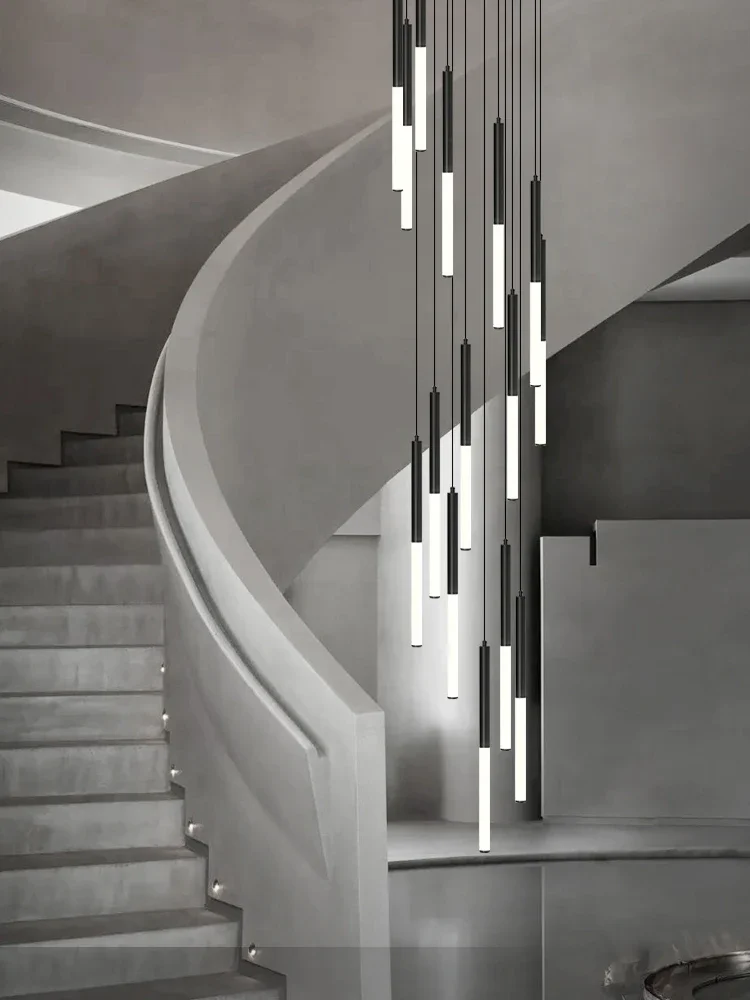 

Villa Hardware Pendant Light Modern Stairs High Ceiling Led Ceiling Hanging Lamp Black Led Nordic Staircase Chandelier