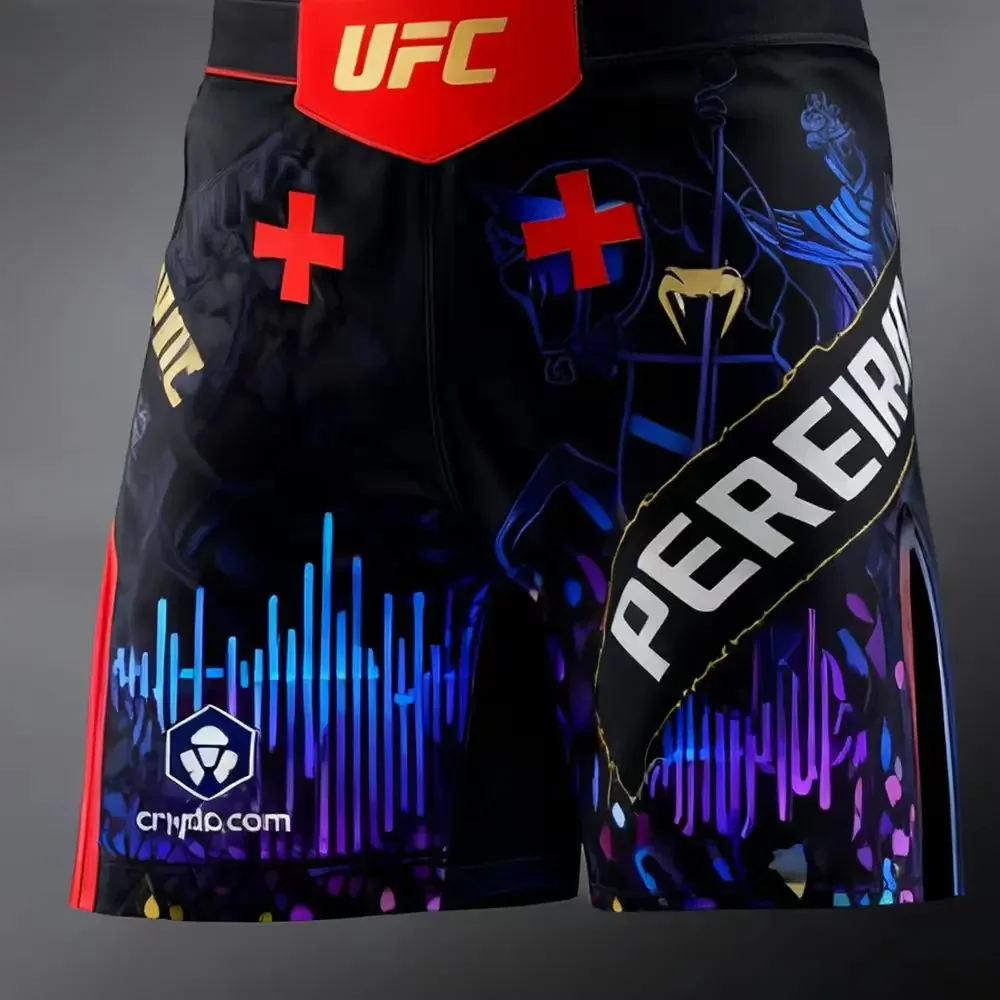 UFC Alex "Poatan" Pereira Shorts de combate masculino respirável Speed Dry Wrestling Shorts esportivos Top Fighters Collection
