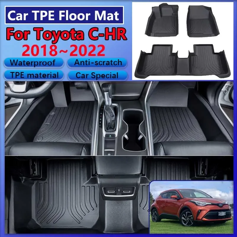 For Toyota C-HR 2022 Accessories 2018~2021 AX10 AX50 Car Floor Mats Dirt-resistant Mud Carpet Full TPE Foot Pads Leather Cushion