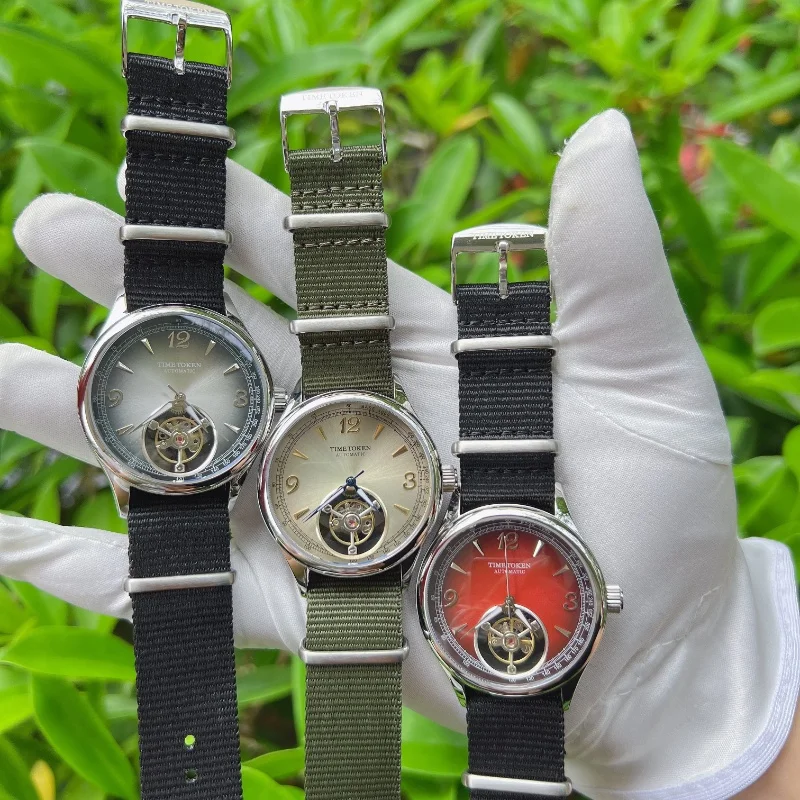 TIME TOKEN T434GS Men's Skeleton Automatic Mechanical Watch 316L Stainless Steel Case Sapphire Crystal 5ATM Water Resistant