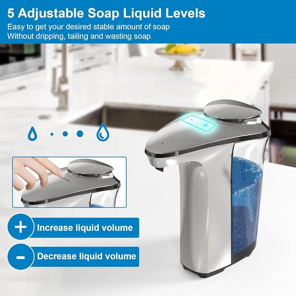 Touchless Automatic Soap Dispenser Infrared Sensor 17oz Adjustable Liquid Output Waterproof Leak-proof Kitchen Bathroom Home