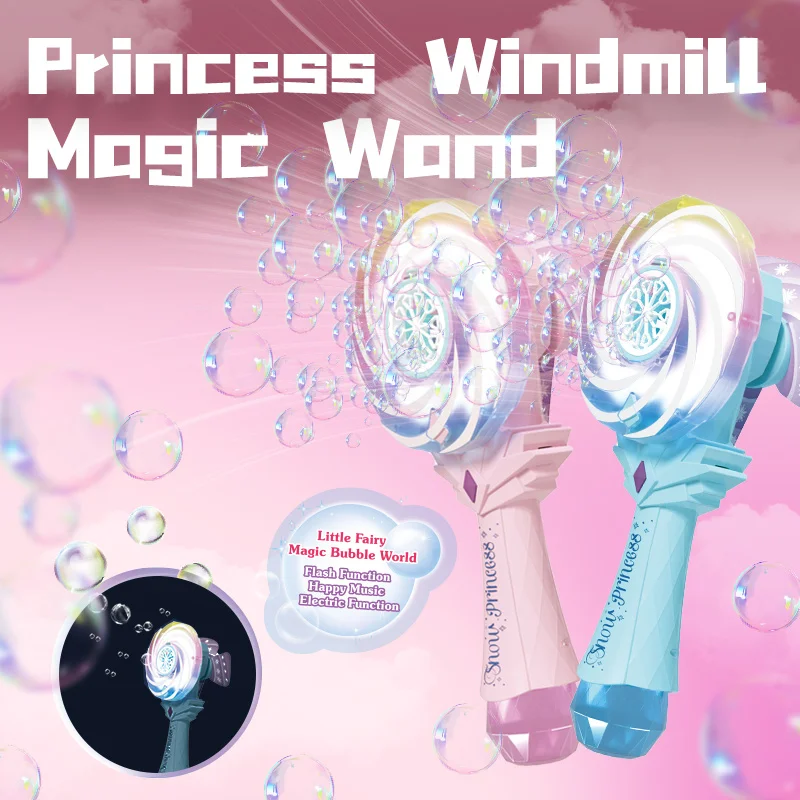 Seifenblasengebläse für Kinder, handgehaltener elektrischer neuer Windmühlen-Seifenblasenstab, Spielzeug für kleine Mädchen