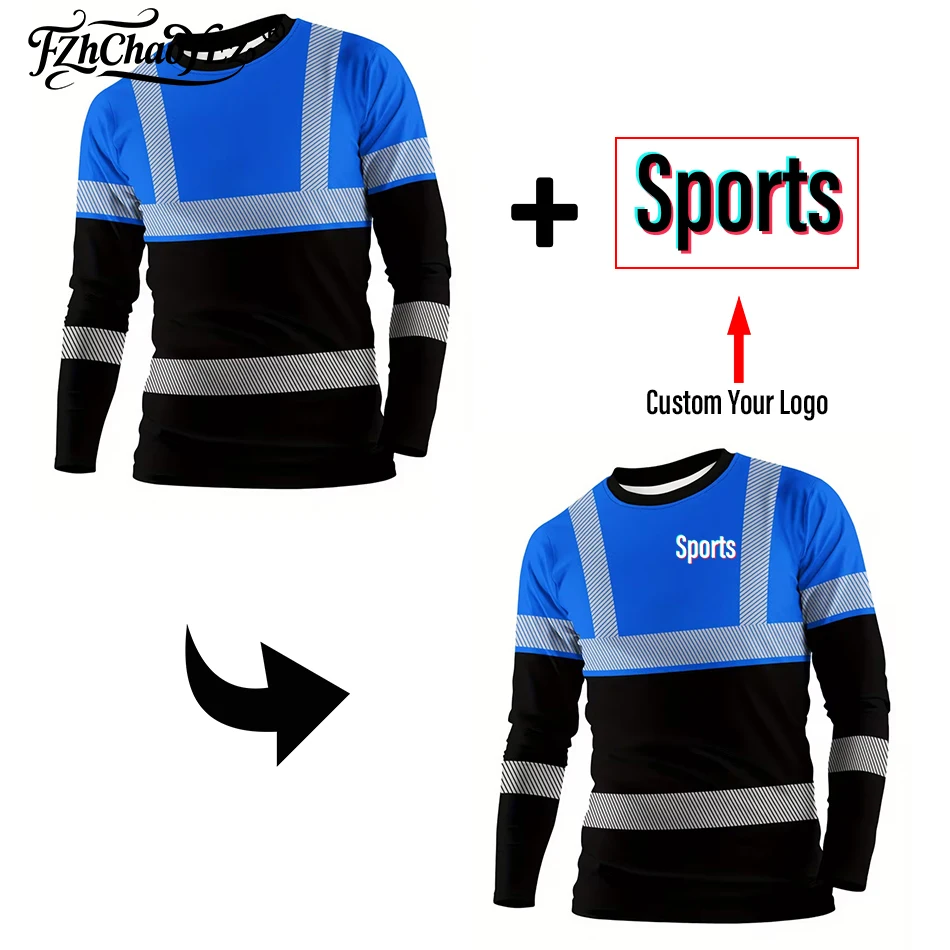 Men's DIY Personalized Design Printed Secure Logo Color Blocking Design Long-Sleeved T-Shirt Fashion Daily Casual Work Wear image 2