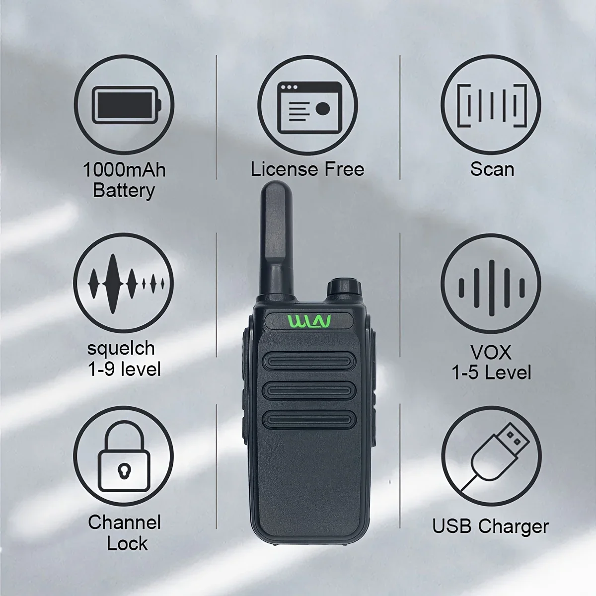 Mini Walkie Talkie KD-C30, Intercomunicador de carregamento USB, Material ABS, Comunicação de longa distância, 2W, Pequeno, 2Pcs