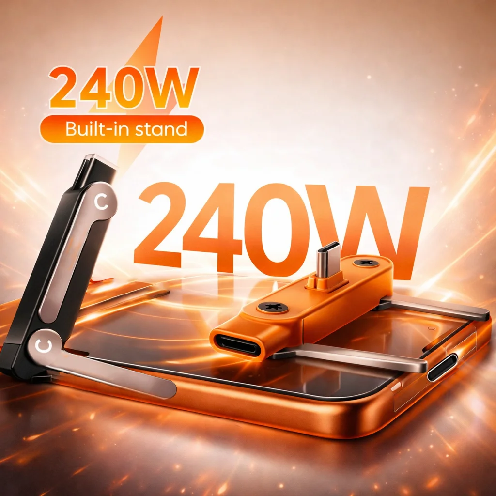 2 In 1 USB C To Type C Bracket Adapter 5A 240W Fast Charging Data Holder Converter Type C To C For Samsung Huawei iphone 15-17