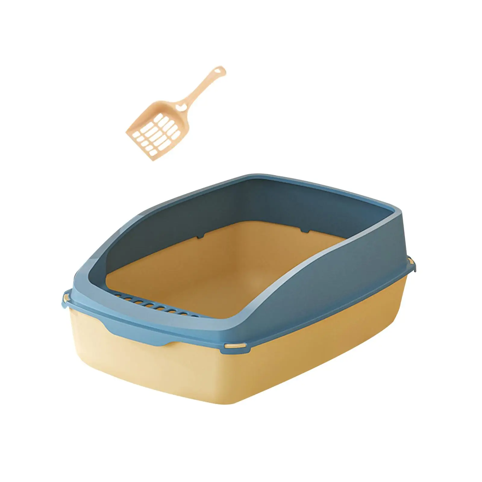 High Sided Cat Litter Box Kitty Litter Pan with Added Frame Cat Litter Container Cat Litter Tray for Small Animals Indoor Cats