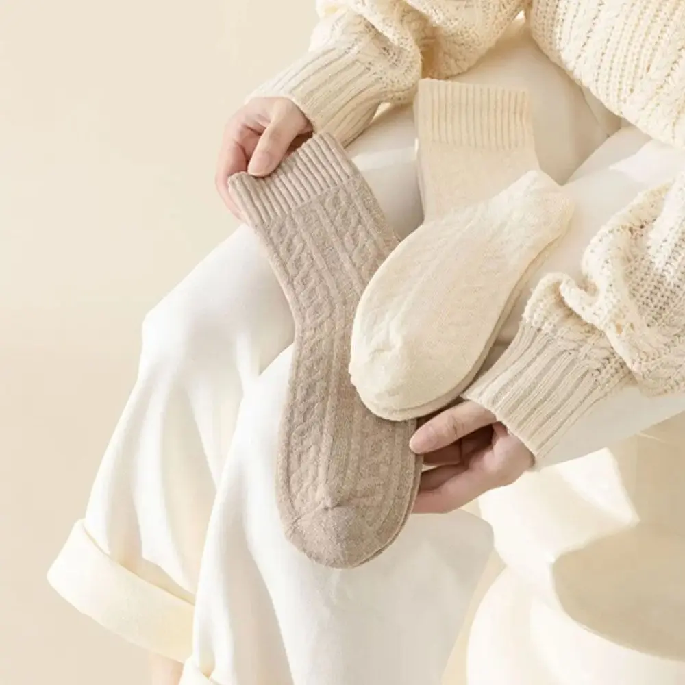 1/5 أزواج الشتاء الدافئ سميكة جوارب من الصوف. مكافحة البرد بلون متوسط أنبوب الجوارب الصوف سلس البولي القطن الثلوج الجوارب #3