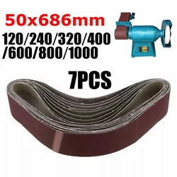 7Pcs/Set Abrasive Sanding Belts Band 120/240/320/400/600/800/1000Grits Wood Grinding Sander Tools Aluminum Oxide 50x686mm