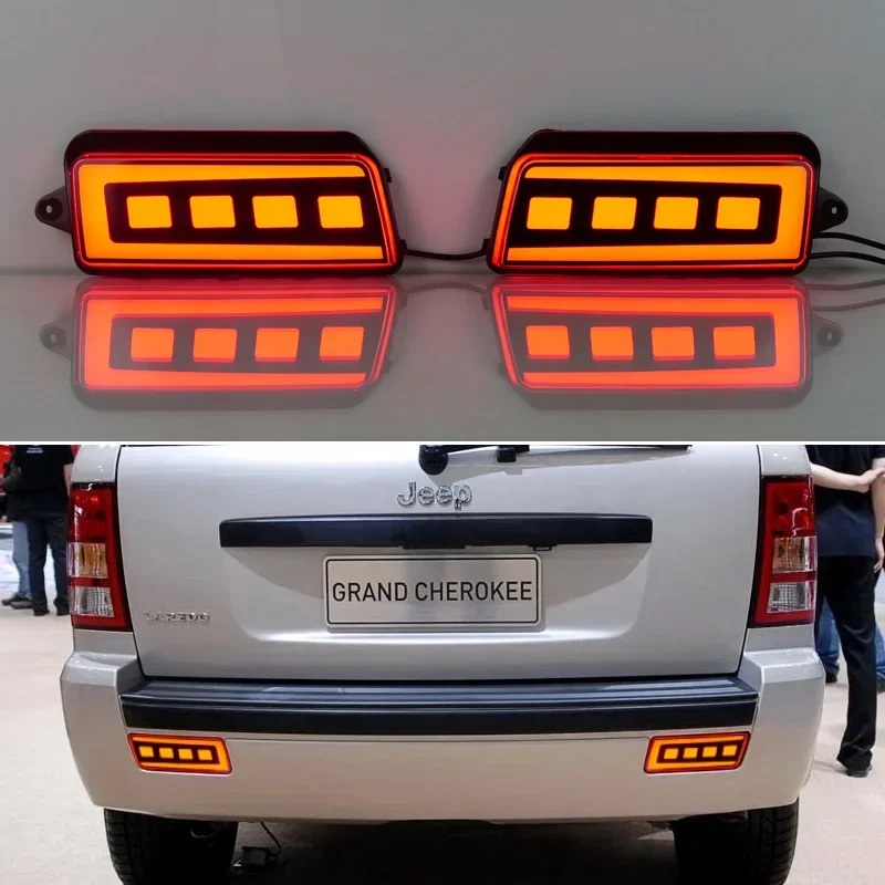 LED Rear Bumper Light For Jeep Grand Cherokee III WK 2005-2010 3-in-1 Functions Rear Running + Brake + Turn Signal Reflector