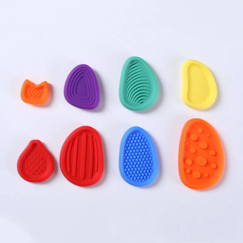 

8PCS/LOT Orange Sensory Activity Stone Toys Silicone Sensory Stones Stress Relief Toy Science Anti Anxiety Worry Stone Novelties