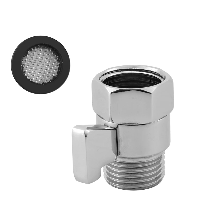 Water Flow Control Shut Off Valve, Brass Adjustable Water Pressure Regulator For Hand Held Shower Head & Bidet Sprayer