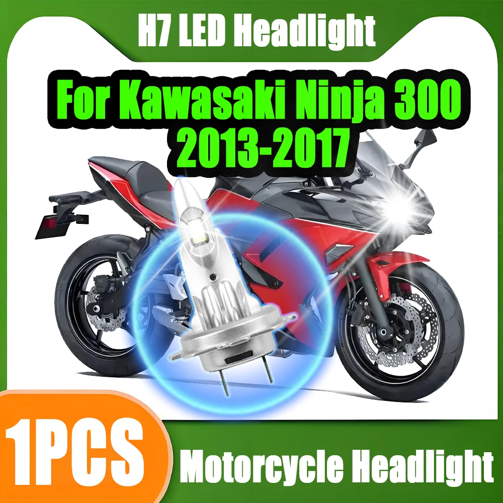 1PCS 12V H7 10000LM Canbus Error Motorcycle Led Light Led Headlight Free Plug And Play For Kawasaki Ninja 300 2013-2017 2014