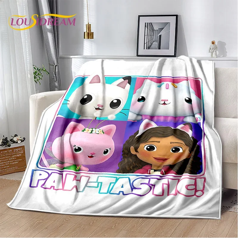 Cute Gabbys Dollhouse Cartoon Blanket,Soft Throw Blanket for Home Bedroom Bed Sofa Picnic Travel Office Rest Cover Blanket Gift