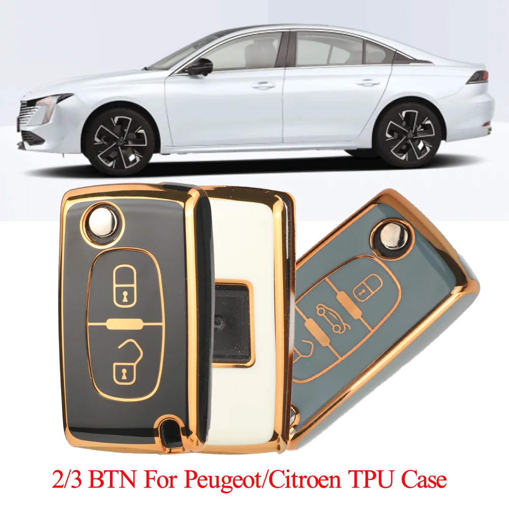 

Jingyuqin 2/3 кнопки ТПУ флип-чехол для дистанционного ключа автомобиля для Peugeot 308 207 307 3008 5008 брелок для Citroen C2 C3 C4 C8 защитный брелок
